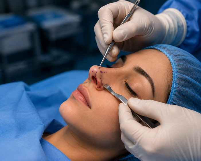 Surgeon consulting a patient about Nose Deformity Correction